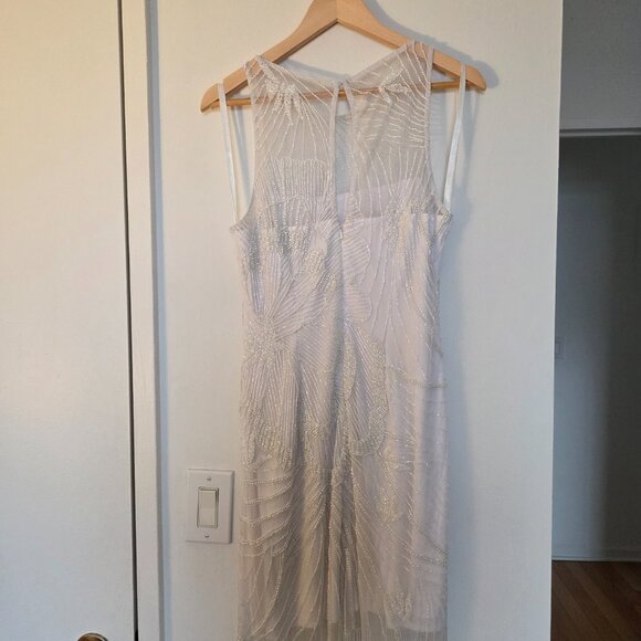 Illusion Neck, Fringe Bridal Short Dress - Picture 3 of 4